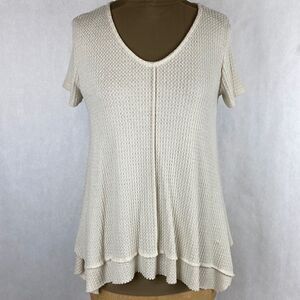 altar’d state Waffle Weave Top Blouse Tunic Size Small Cream Beige Lightweight